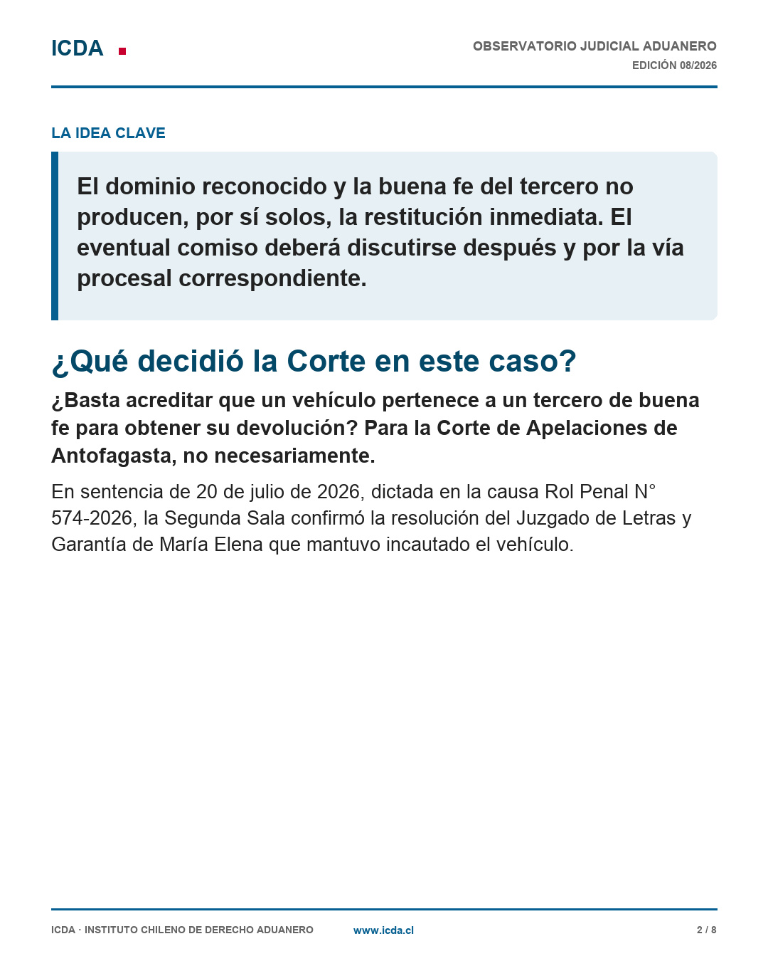Idea clave y decisión de la Corte de Apelaciones de Antofagasta