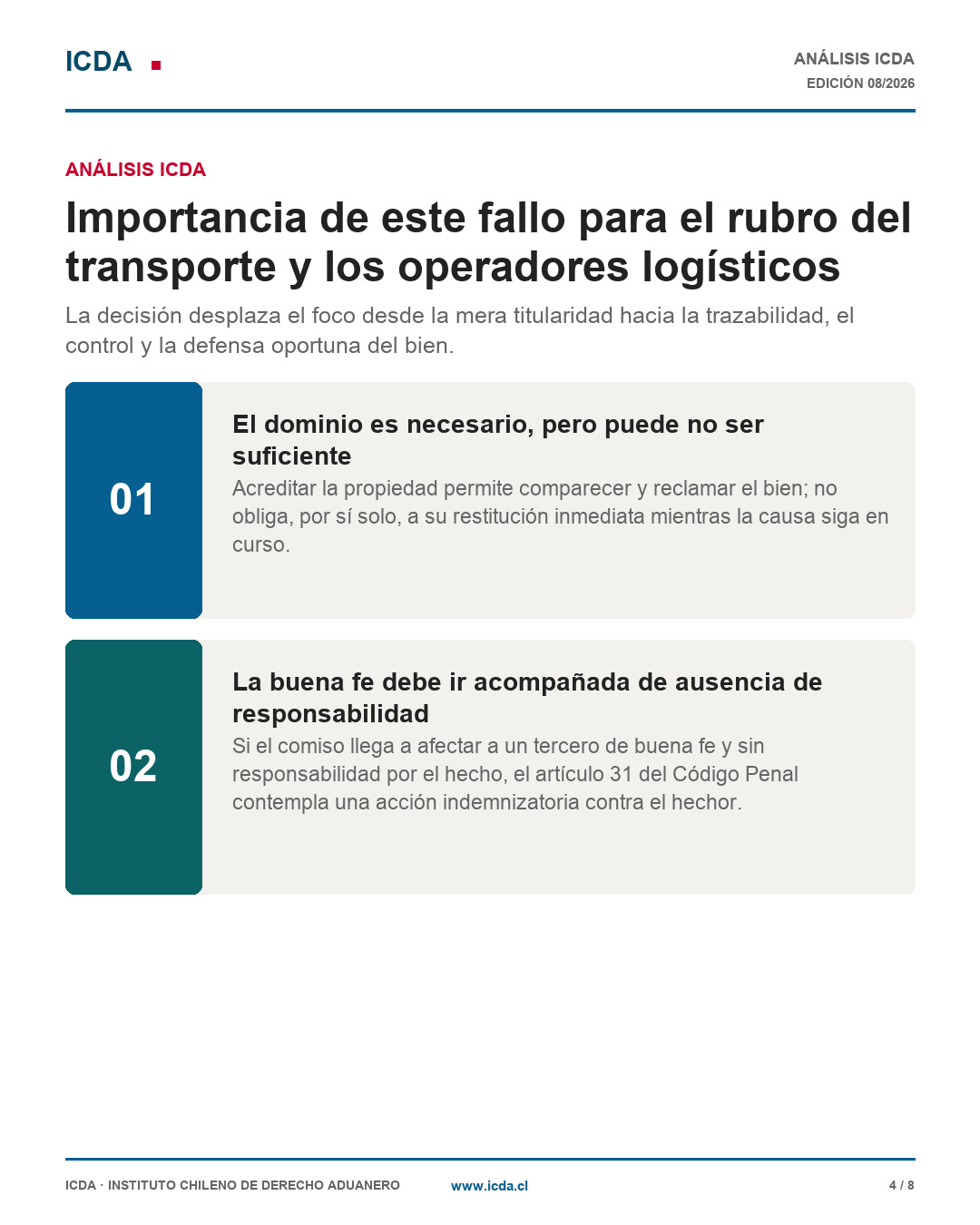 Análisis ICDA sobre dominio y buena fe del tercero