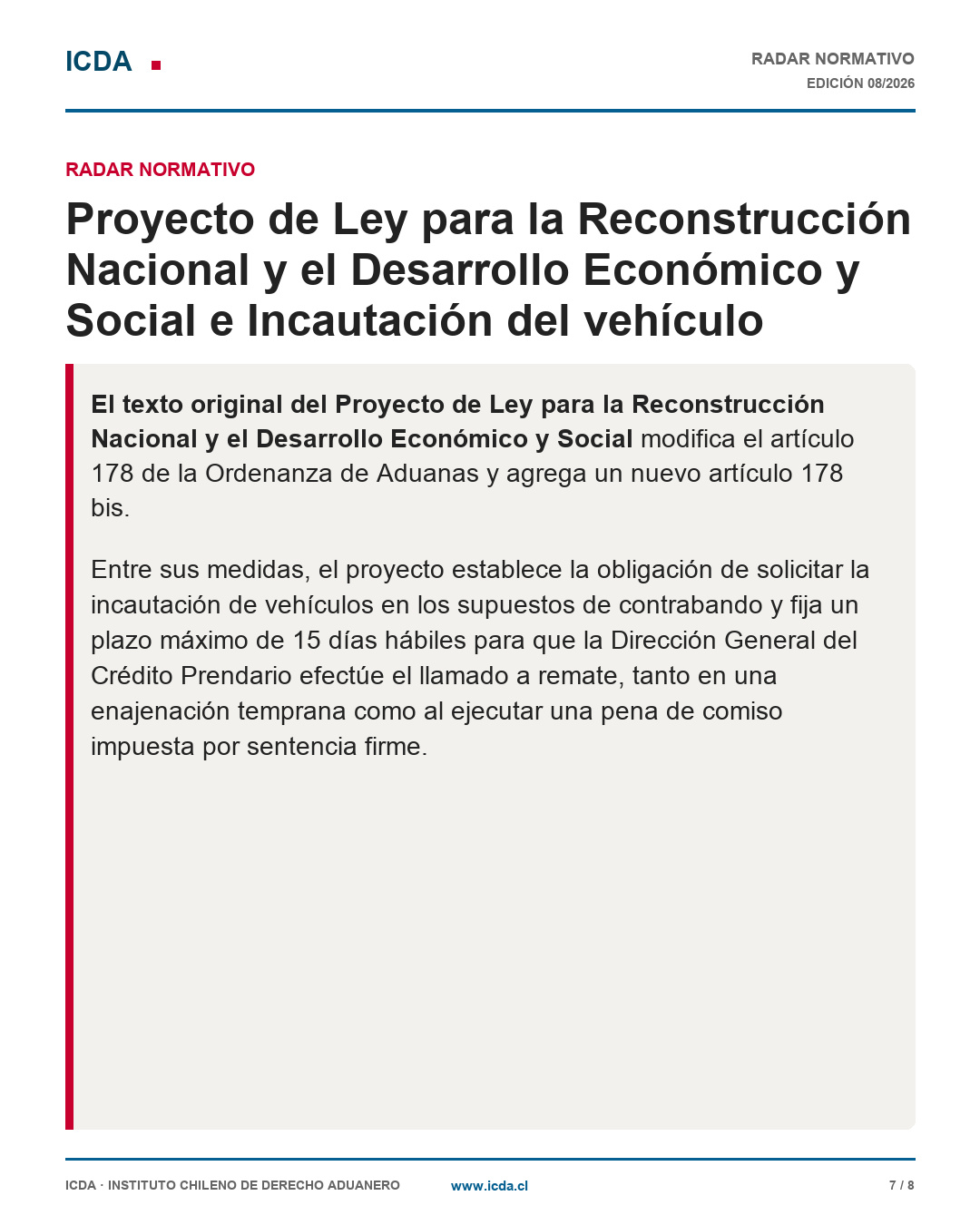 Radar normativo sobre el proyecto de reconstrucción nacional