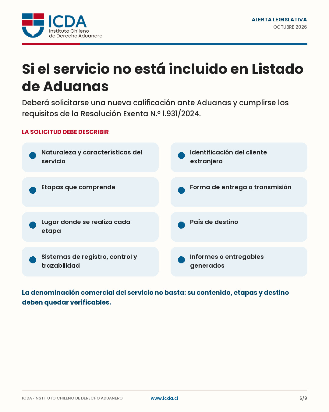 Antecedentes para solicitar la calificación del servicio ante Aduanas
