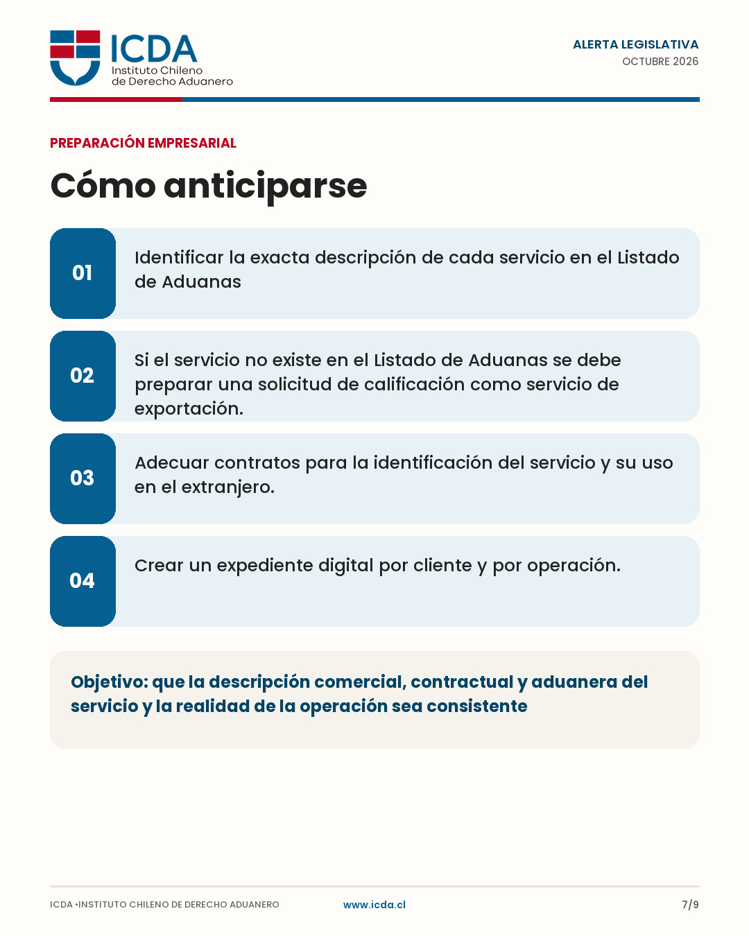 Preparación empresarial para servicios exportados