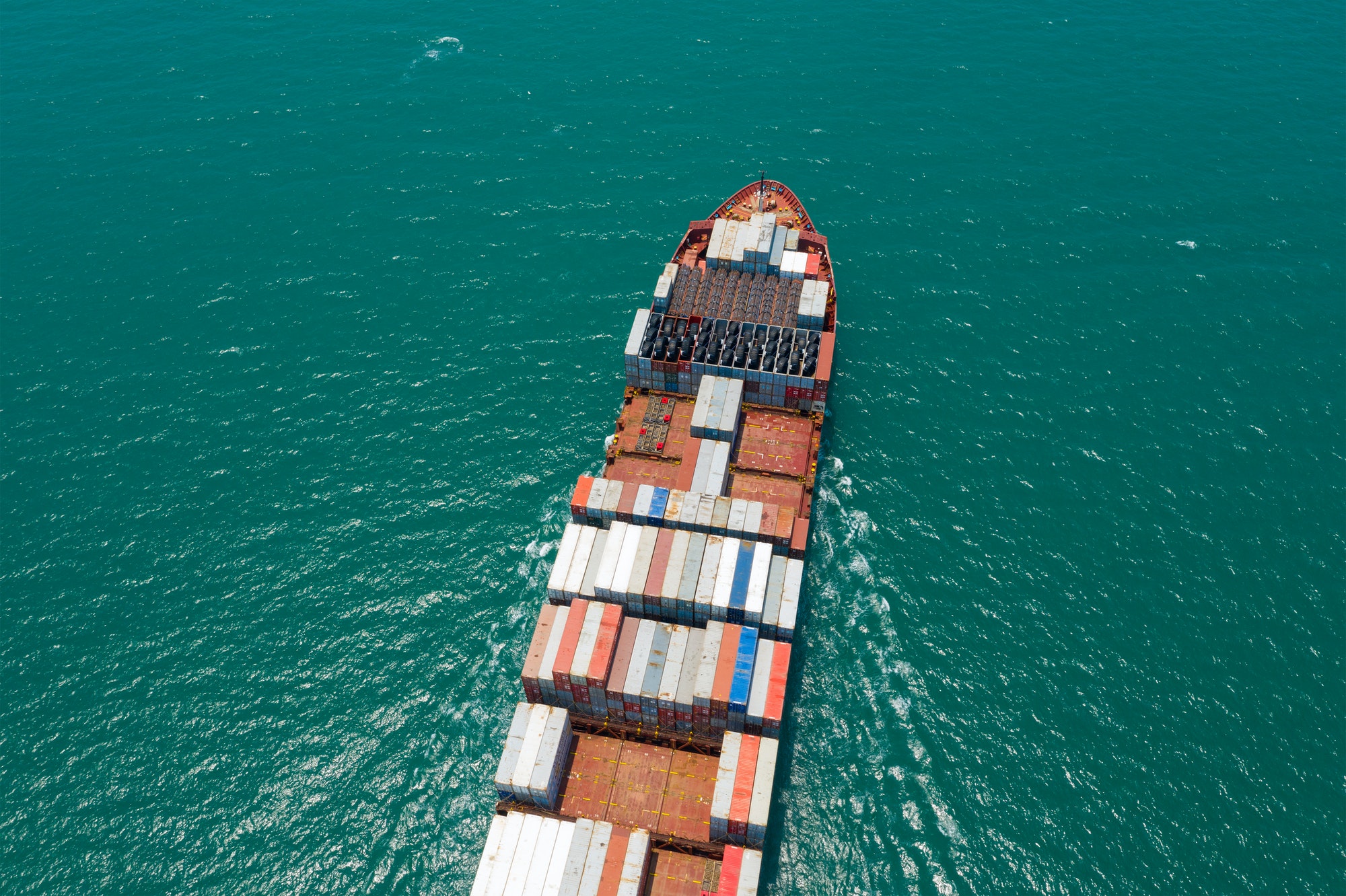 Top view of container truck